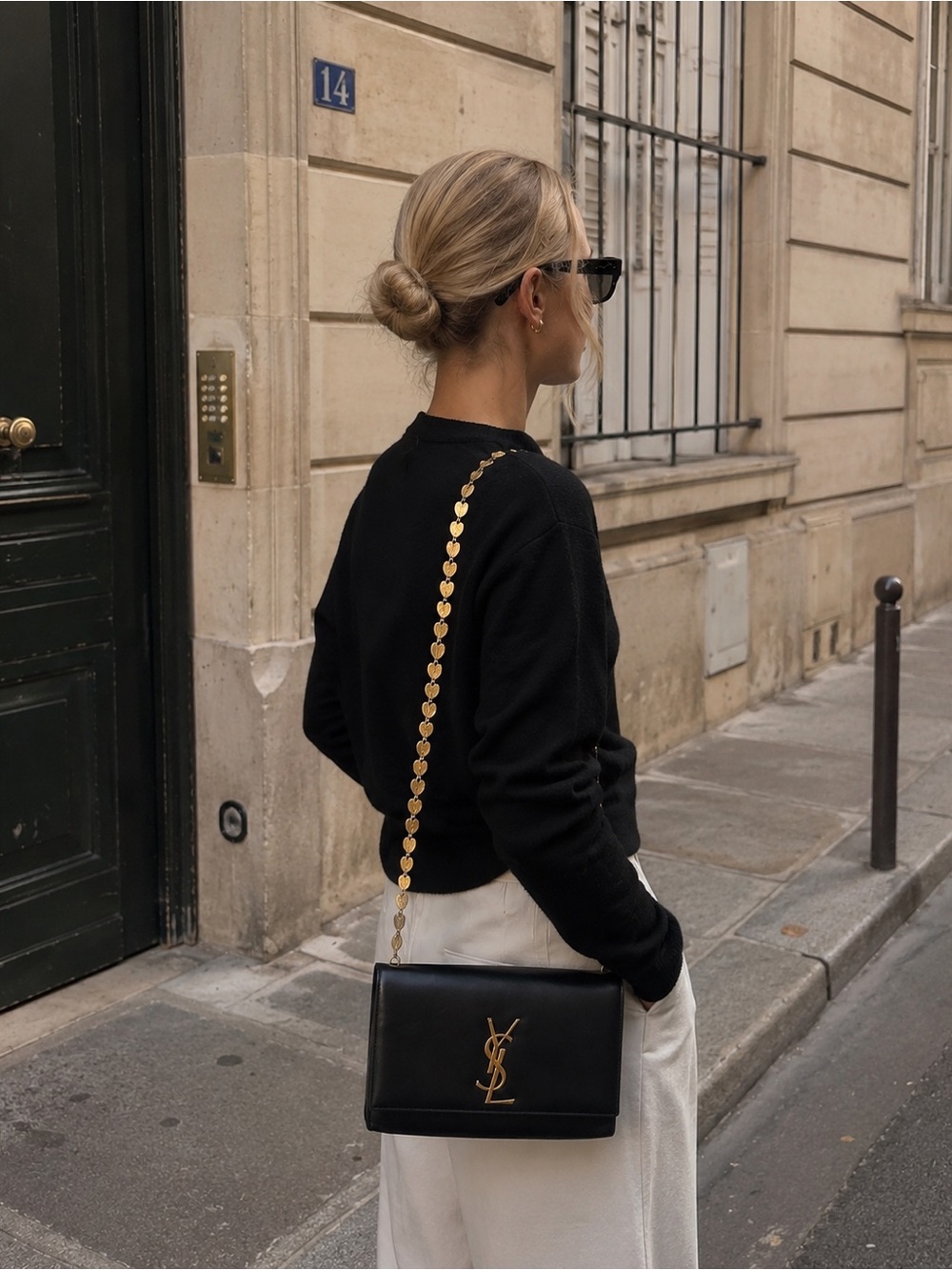 Rare Saint Laurent YSL Black Leather Heart Chain Kate Bag - Picture 15 of 15